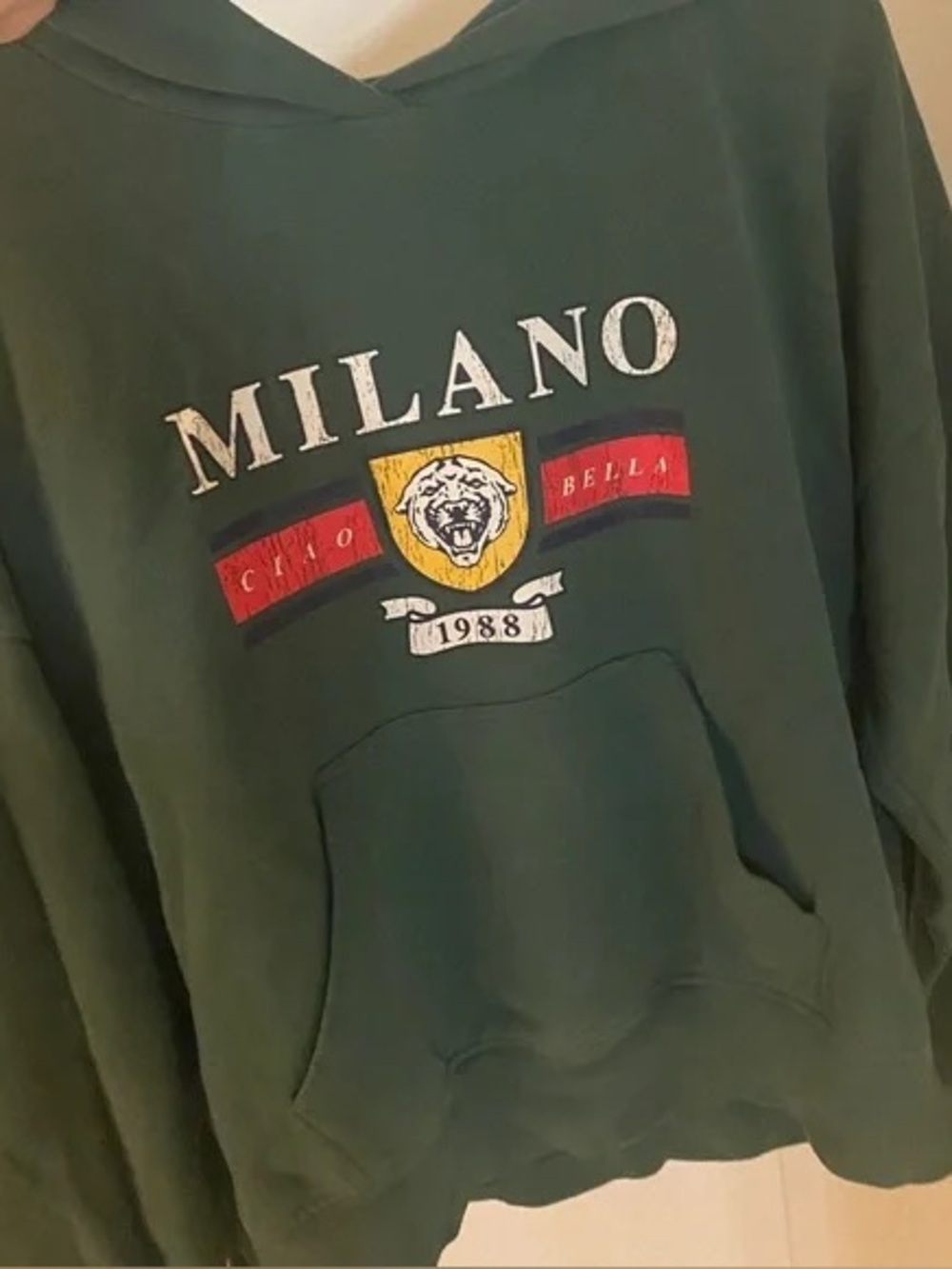 La Hearts Milano Graphic Hooded Sweatshirt - Forest Green